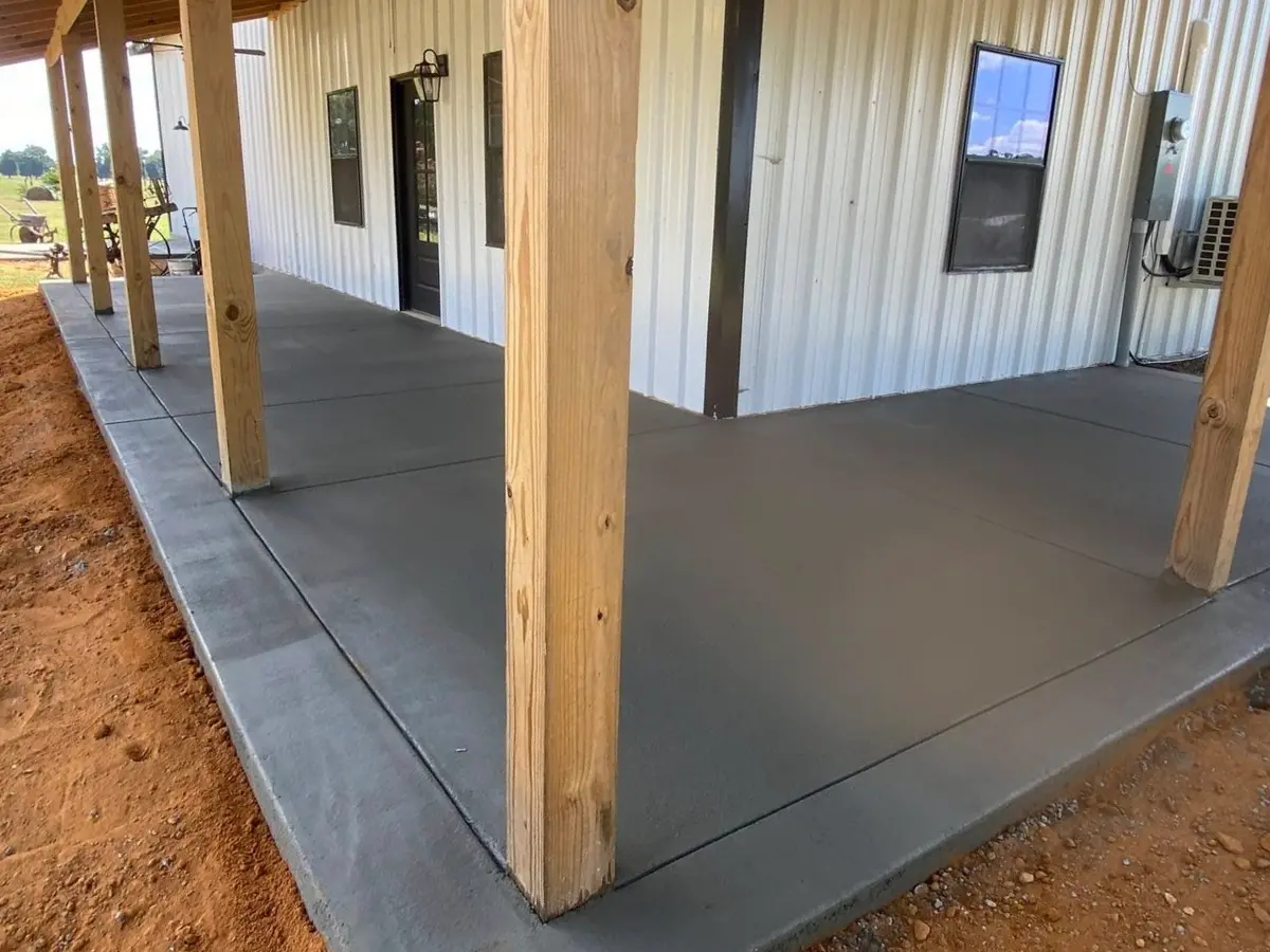 Freshly Poured & Finished Concrete Patio Slab for Covered Porch
